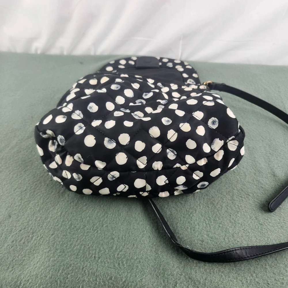 Marc By Marc Jacobs Natasha Nylon Quilted Crossbody Bag Purse Black White Dot